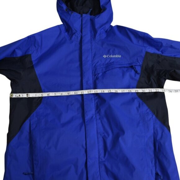 Columbia Watertight Jacket Waterproof Packable Rain Shell Blue Black Size Medium - Picture 7 of 10